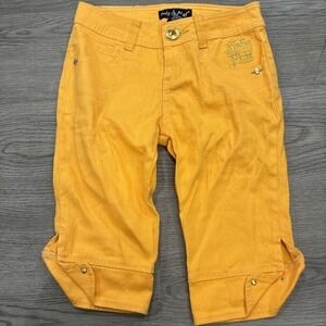 Baby Phat Capri Stretch Pants Yellow Canary SIZE 12 Girls
